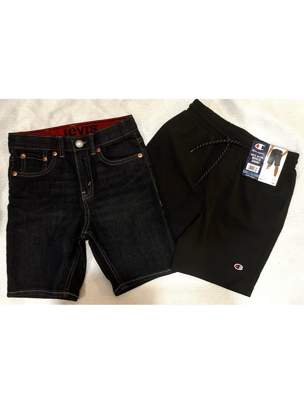 Levi's Boys Denim Shorts & Champion Boys Active Shorts Set